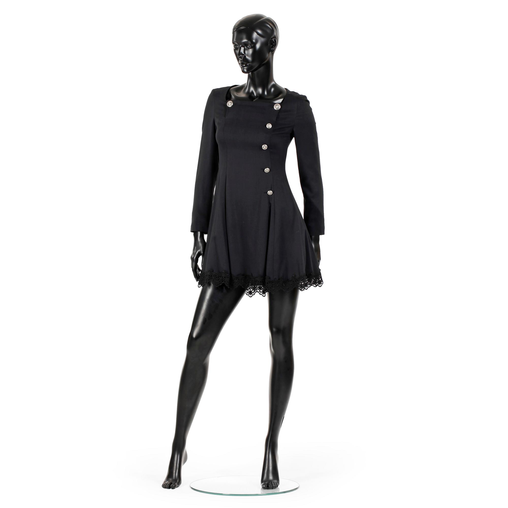 VERSACE, a black dress with lace.