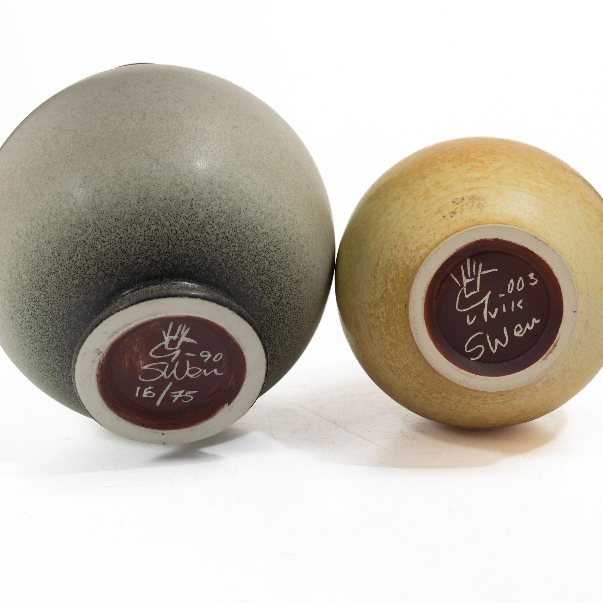 Sven Wejsfelt, five vases, Gustavsberg Studio, 1990-2003.