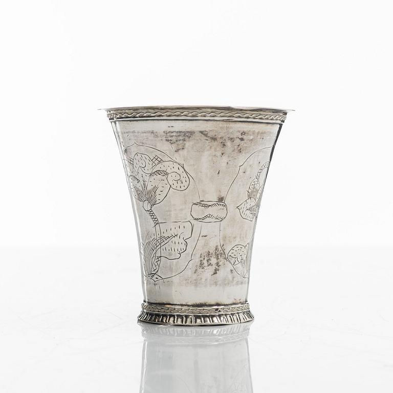 A Swedish silver beaker, mark of Berndt Halck,  Halmstad 1762.