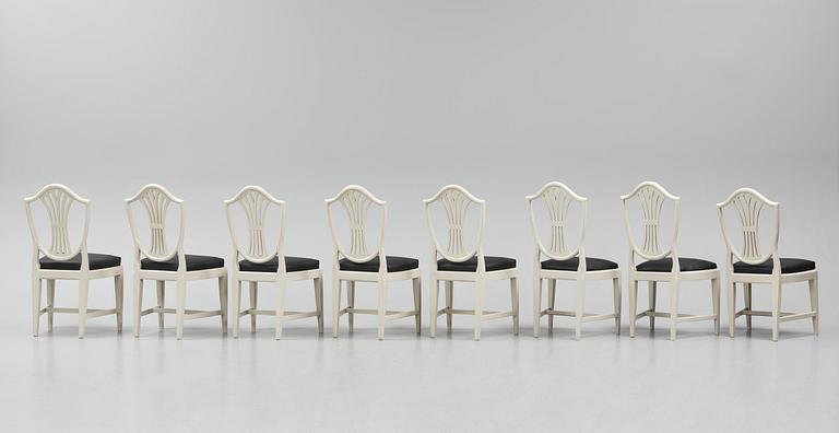 A set of eight late Gustavian chairs by J. E. Höglander (master in Stockholm 1777-1813).