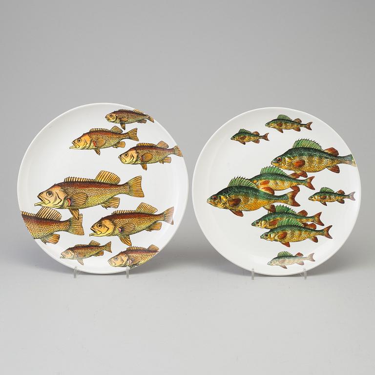 FORNASETTI, five porselain 'Pesci' fish plates from Fornasetti, Milan, Italy, 1955.