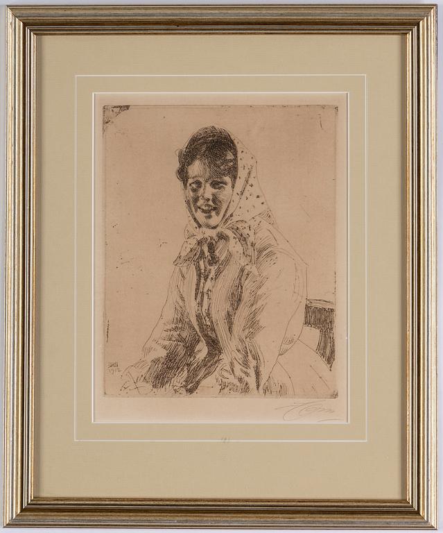 ANDERS ZORN, etching, 1912, signed in pencil.