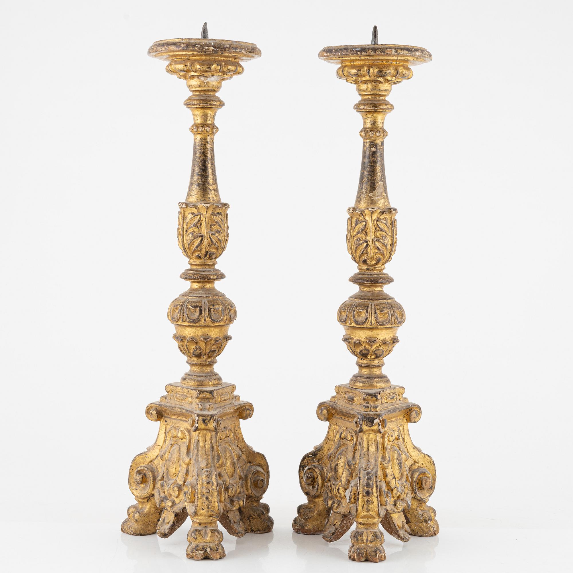 Ljusstakar, ett par, barockstil, troligen 1800-tal.