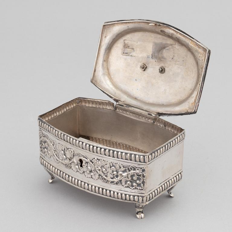 A 19th century silver sugar box, mark of Schulz.