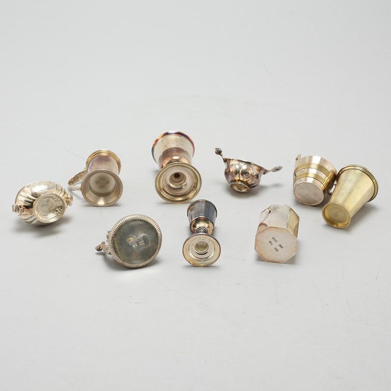 Nine silver miniatures by GAB, Eskilstuna, from the latter half of the 20th century.