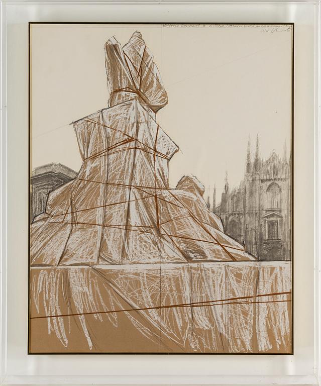 CHRISTO & JEANNE-CLAUDE, färglitografi & collage, 1975, signerad 26/75.