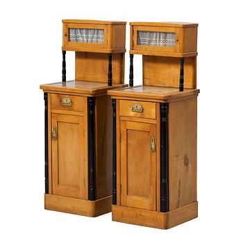 Bedside tables, a pair, first half of the 20th century.