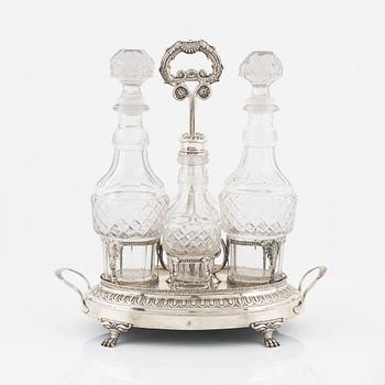 Anders Lundqvist, bordssurtout, silver och glas, empire, Stockholm 1829.