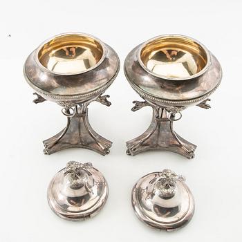 Sugar bowls, a pair, Gustavian style, AG Dufva, early 20th century, silver plate.