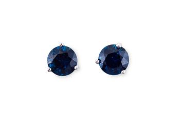 458. A PAIR OF SAPPHIRE EAR STUDS.