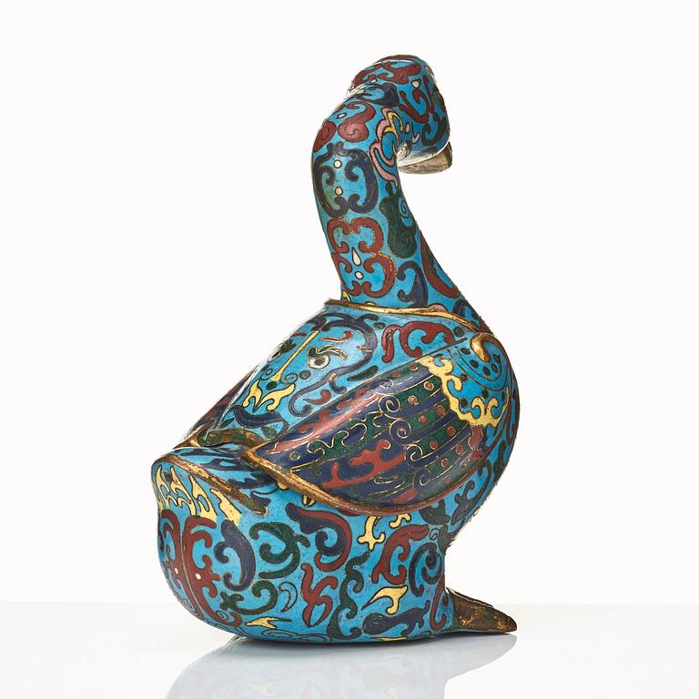 A cloissoné duck, Qing dynasty, 19th Century.