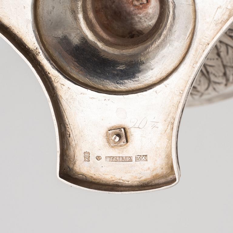 Carl Fredrik Lillja d ä, skål på fot, silver, empire, Karlskrona 1828.