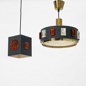 Einar Bäckström,  two ceiling lamps, Sweden 1960s.