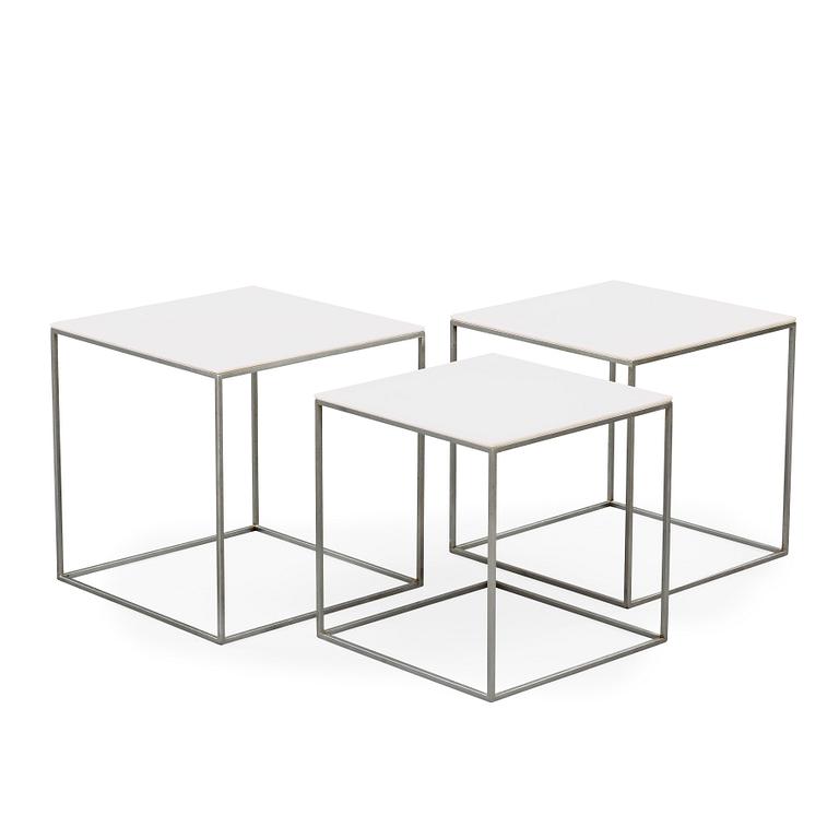 A Poul Kjaerholm 'PK-71' set of occasional tables, Fritz Hansen, Denmark.