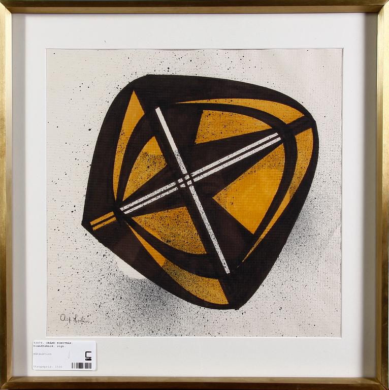 OKÄND KONSTNÄR, blandteknik, sign Alf Lodin.