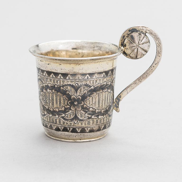 Charka, supkopp i silver, förgyllt silver och niello, Moskva, Ryssland 1800-talets mitt.