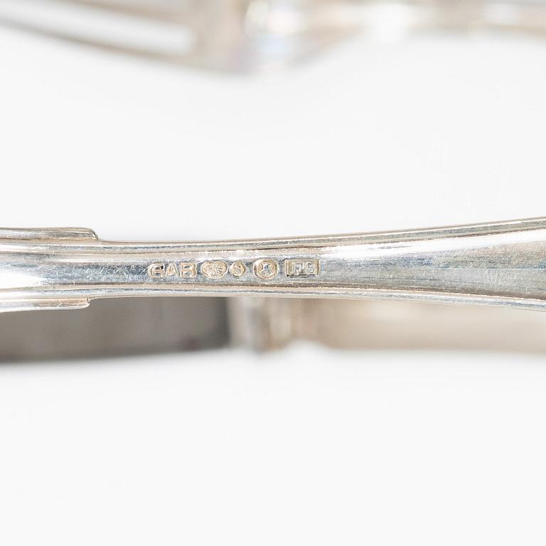 45 pieces of silver cutlery, model "Svensk spets" GAB and C.G. Hallberg, Stockholm, second half of the 20th century.