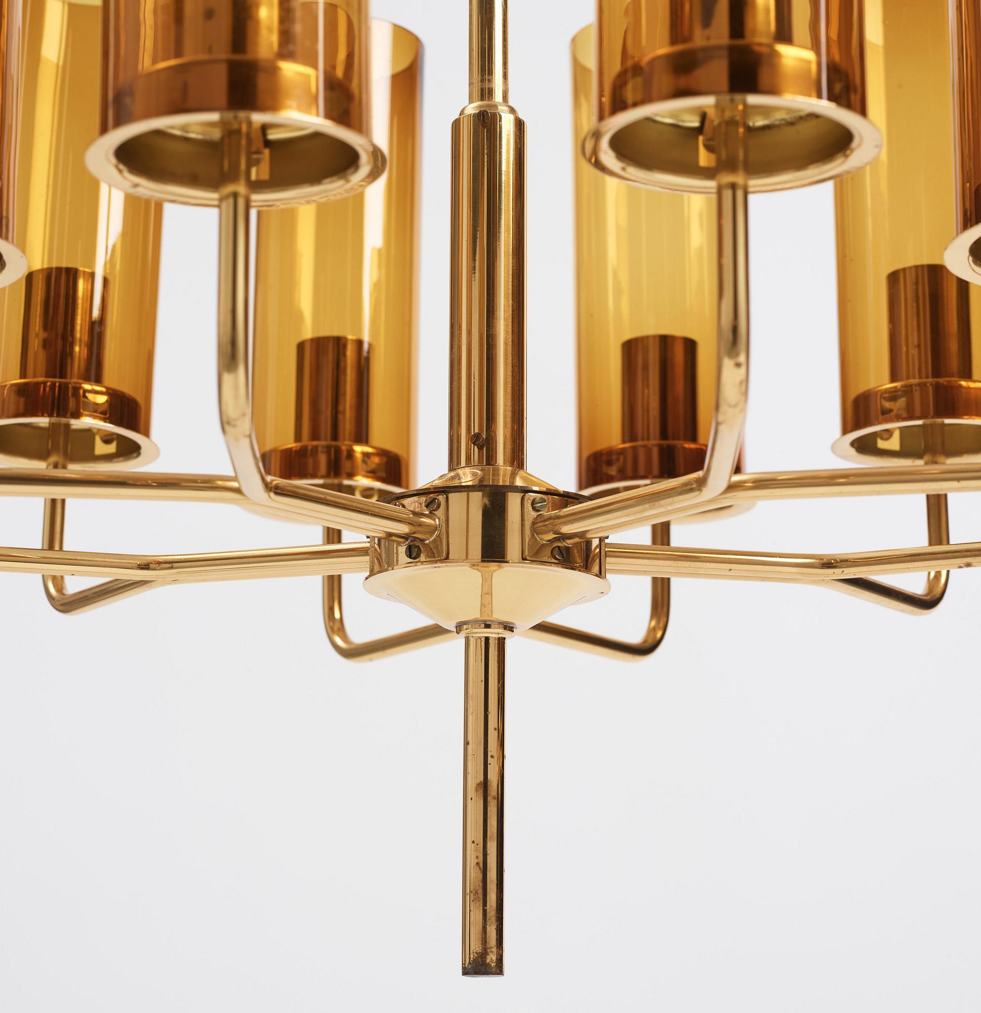 Hans-Agne Jakobsson, a pair of, "Sonata" chandeliers, model T-434/10, Hans Agne Jakobsson AB, Markaryd, Sweden 1960-70s.