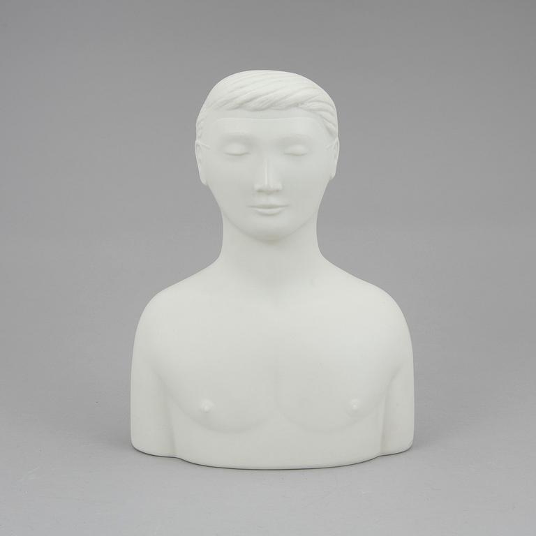 STIG LINDBERG, figurin, parian, "Mannen med masken", Gustavsberg 1970-tal.