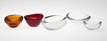 Tapio Wirkkala · SKÅLAR, 5 st, glas, bl a Tapio Wirkkala och Kaj Franck, Iittala, sign.