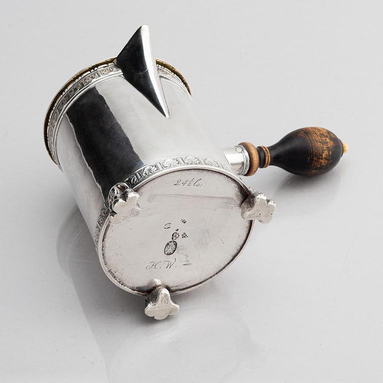 Pehr Zethelius, chokladkanna, silver, Stockholm 1789. Gustaviansk.