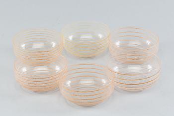 Six 1970's Cenedese, Murano glass bowls.