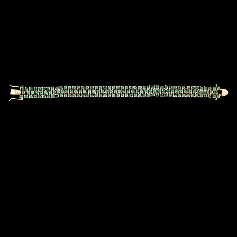 ARMBAND, förgyllt sterlingsilver, smaragder tot ca 18.00 ct.