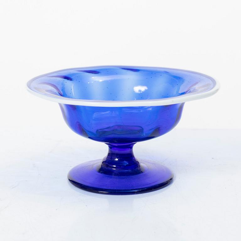 Four blue glass objects, Norway/ gothenburg's glasworks, early 19th century.