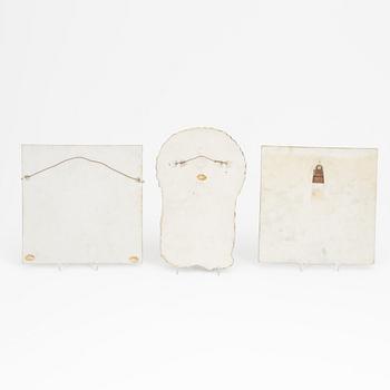 Lisa Larson, väggreliefer, 3 st, stengods, Gustavsberg.