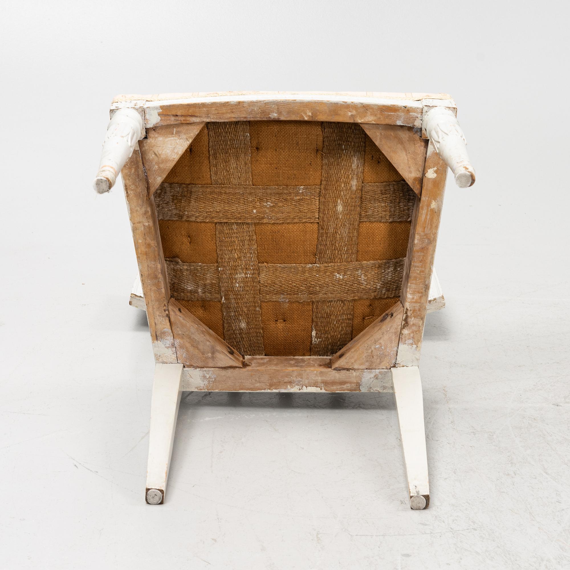 A pair of Gustavian chairs, around the year 1800.