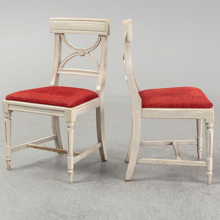 Eight late 20th century Gustavian style chairs.