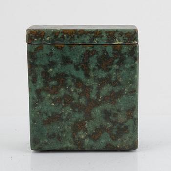 Hans Hedberg, ash container with lid, stoneware faience, Biot, France.