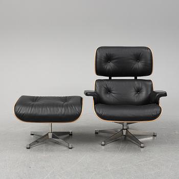 CHARLES & RAY EAMES, 'Lounge Chair' and ottoman, Vitra, 2010's.