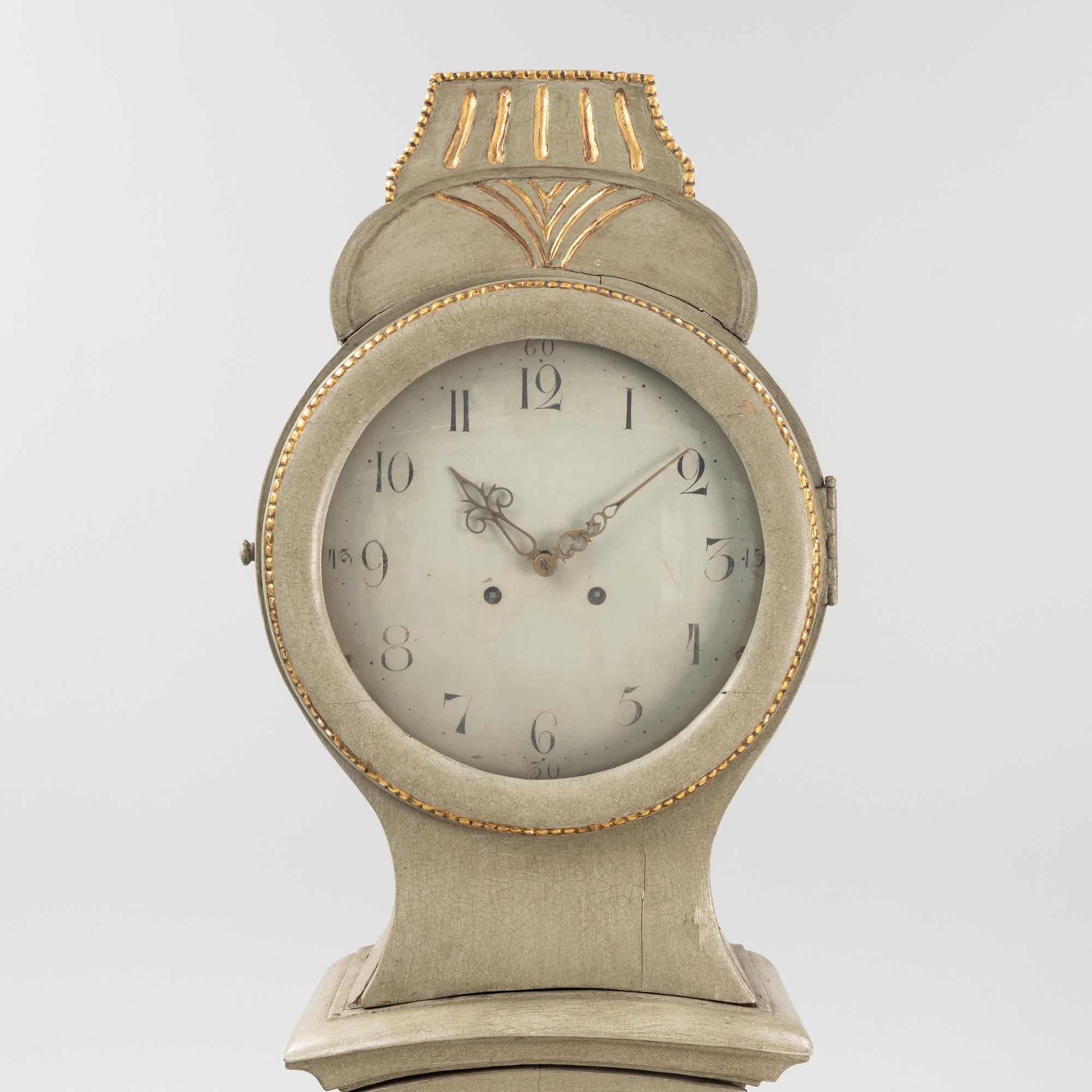 A rococo long case clock, Sweden, second half of the 18th century.