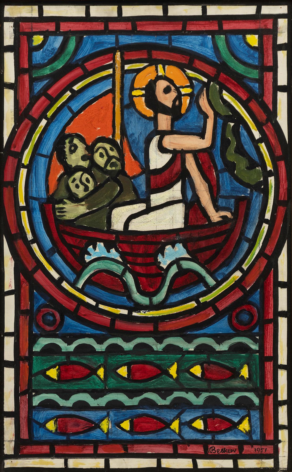 Bo Beskow, "Kristus stillar stormen".