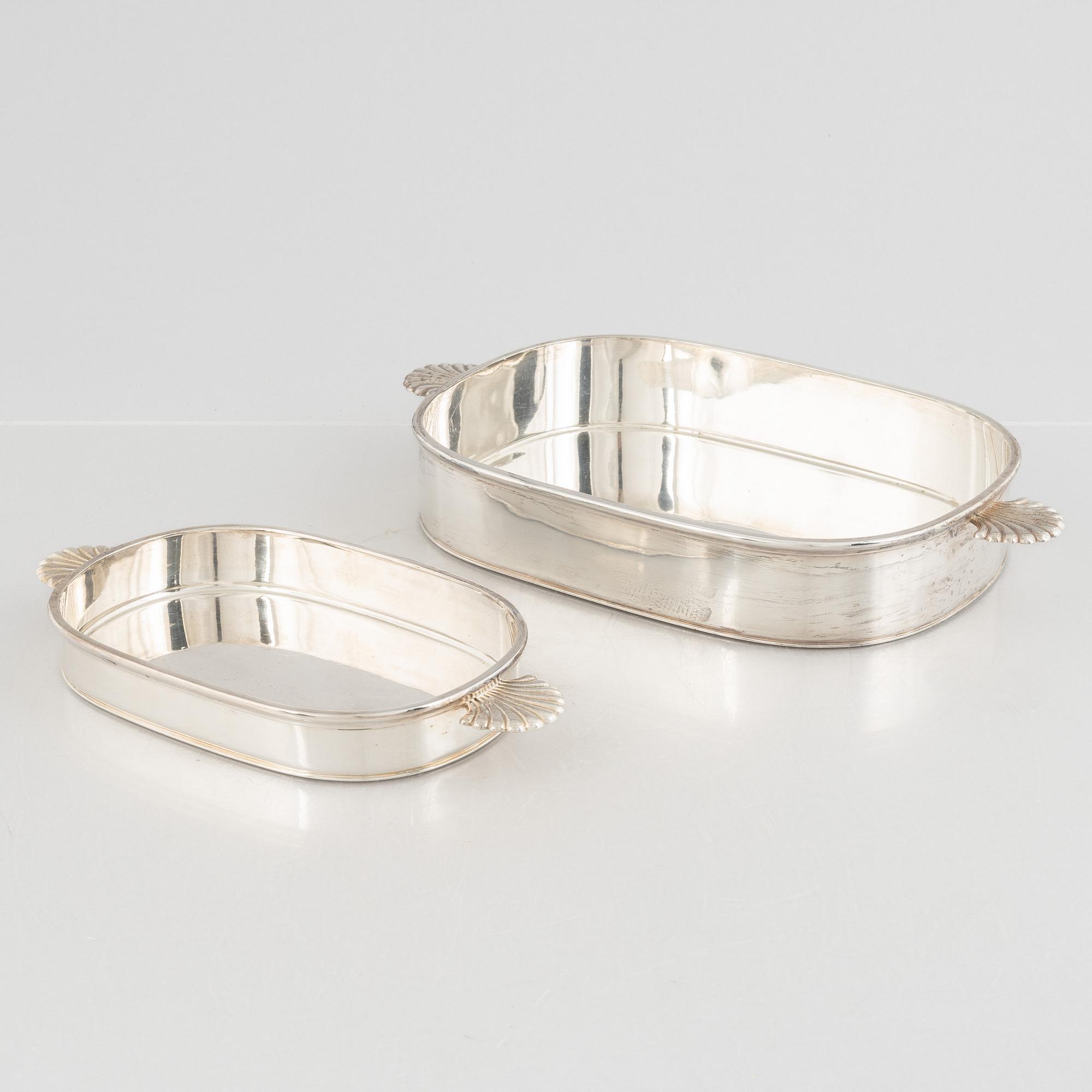 C.G. Råström, gratängformar, 2 st, nysilver, 1900-talets mitt.