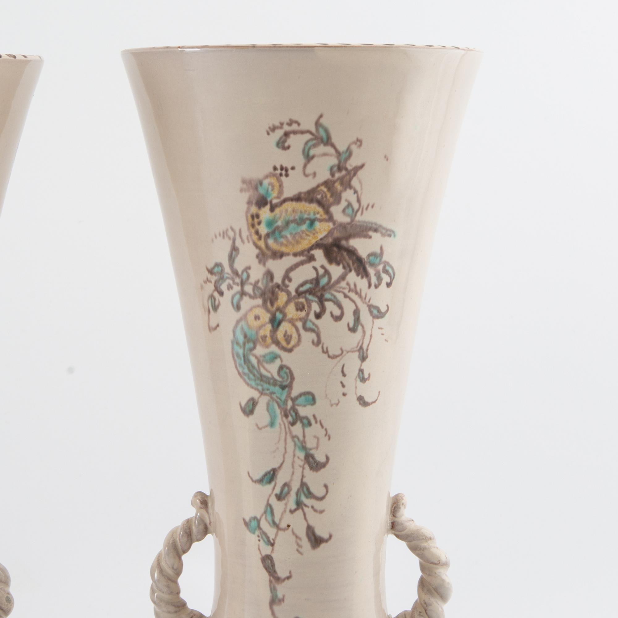 Vases a pair of Gabriel faience Gefle 1920s faience.
