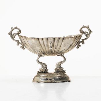 Uppsatsskål, silver, nötta stämplar, möjligen Spanien 1900-tal.