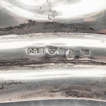 A Swdish 20th century pair of silver candelabra maark of CG Hallberg Stocholm 1946.