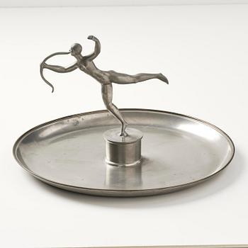 Nils Fougstedt, a pewter and brass centerpiece, model "A 294", Firma Svenskt Tenn, Stockholm, 1931.