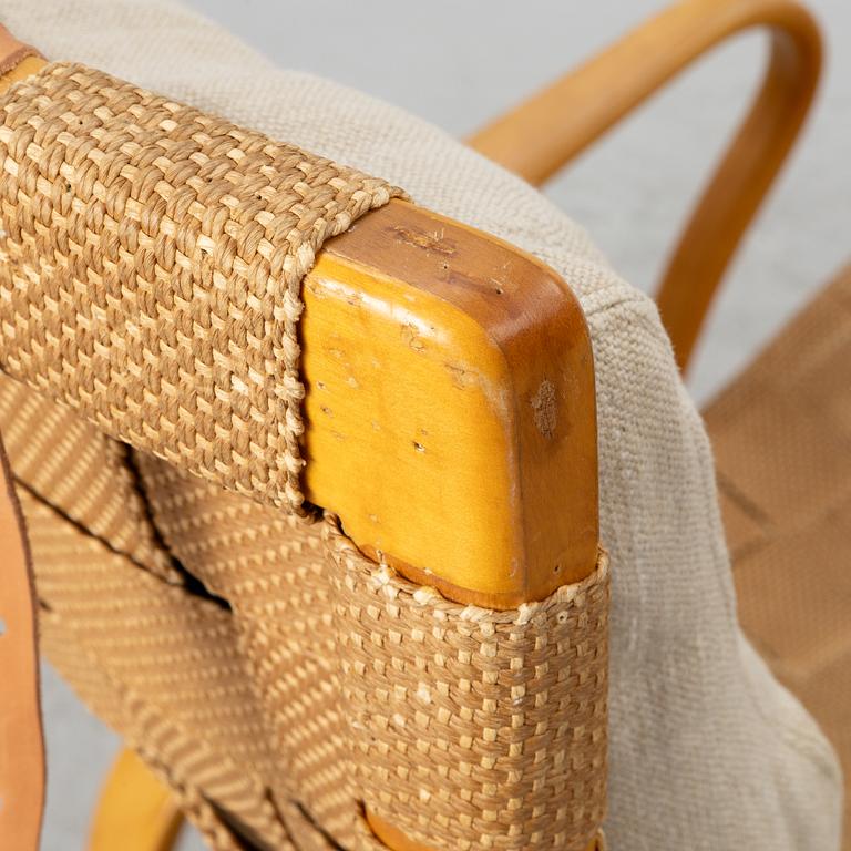 Bruno Mathsson, a lounge chair with footstool "Pernilla 1", Firma Karl Mathsson, Värnamo, circa mid-20th century.