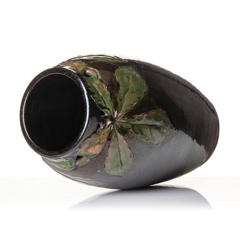 Hilma Persson-Hjelm, a glazed earthenware art nouveau vase, executed in her own studio, Arvika 1911. No 1542.
