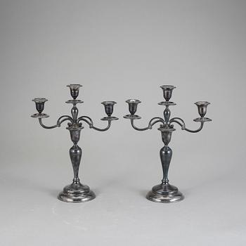KANDELABRAR, ett par, nysilver, AG Dufva, Stockholm 1910-tal.