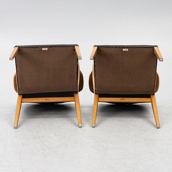 Axel Larsson, karmstolar ett par, möjligen modell 1208, Svenska Möbelfabrikerna, Bodafors, 1930-tal.