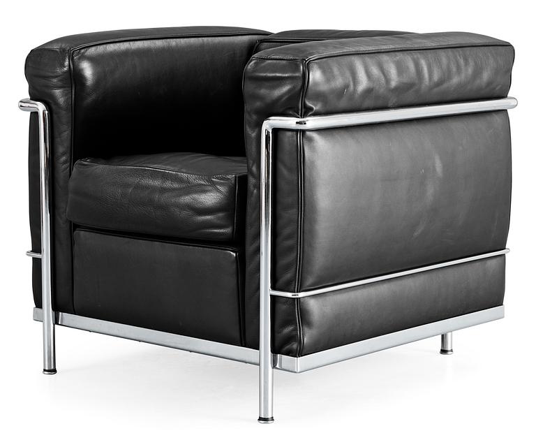 LE CORBUSIER, fåtöljer, ett par, "LC 2", Cassina, Italien.