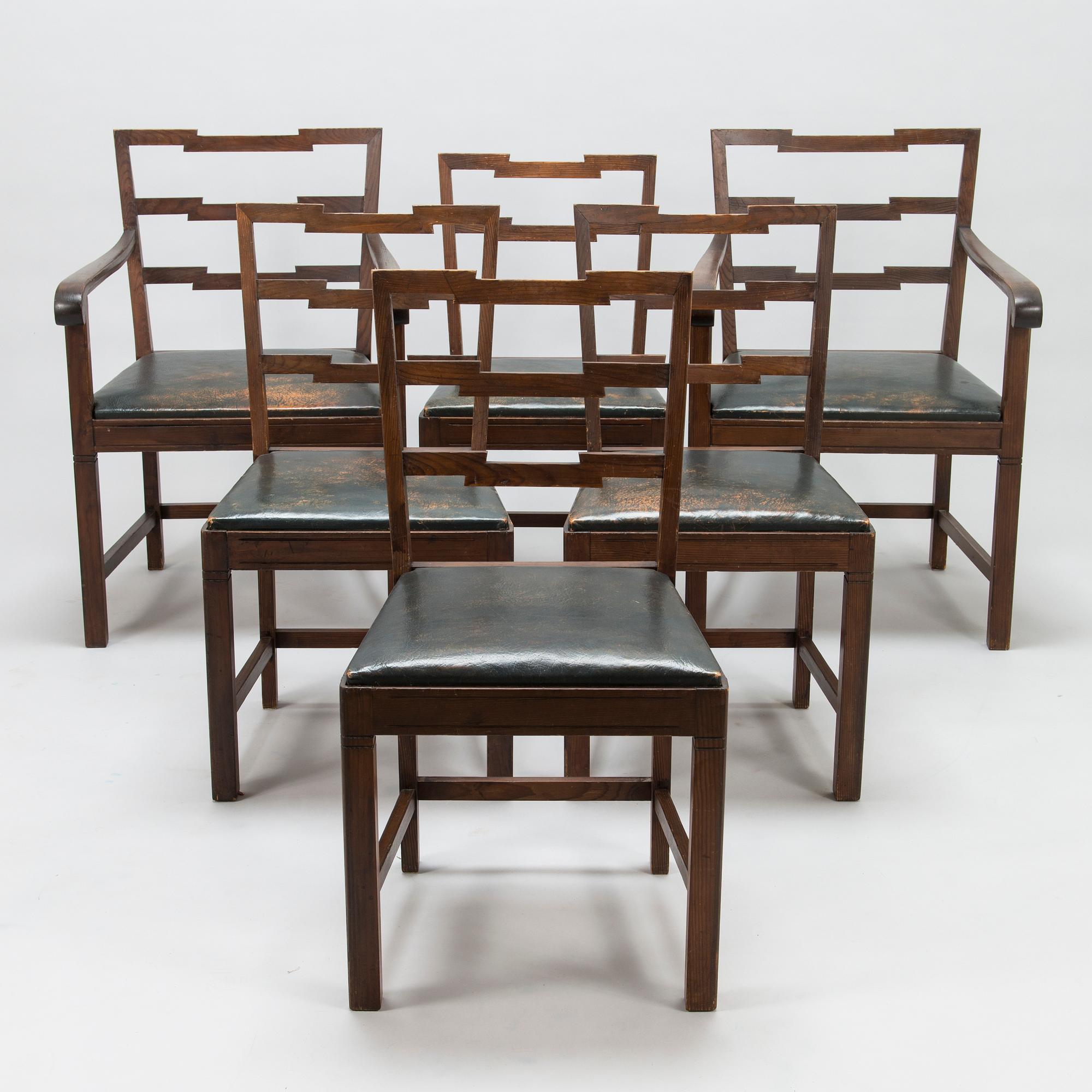 MIKKO S. NUPPONEN, a set of six 1930's 'Jukola' chairs for HMN Huonekaluliike Mikko Nupponen. Finland.