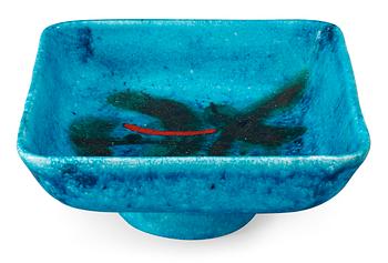 766. A Guido Gambone blue glazed bowl, Italy 1950's.
