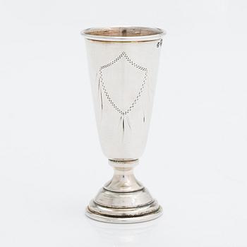 Serveringsbestick, 3 st, och supkopp, silver, Warszawa, Polen 1931-63 och 1920-31.