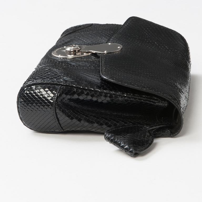 CLUTCH, Ralph Laurent, a black snakeskin embossed shoulder bag / clutch bag, Ralph Lauren.