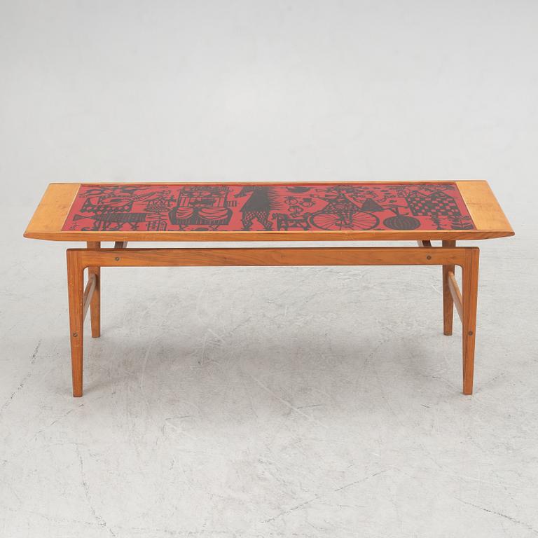 Stig Lindberg & David Rosén, a "Karneval" coffee table, Gustavsberg & Nordiska Kompaniet, Sweden, 1950's.